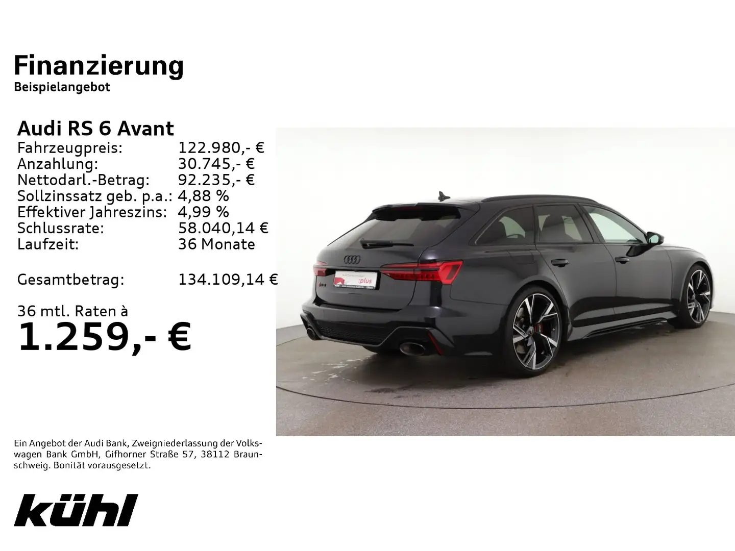 Audi RS6 TFSI Q Tip Vmax. 280 km/h RS-Sportabg Schwarz - 2
