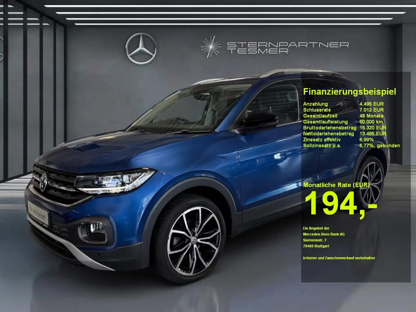 Volkswagen T-Cross Style RECHTSLENKER!+LED+SPUR+APP-CONNECT Bleu - 1