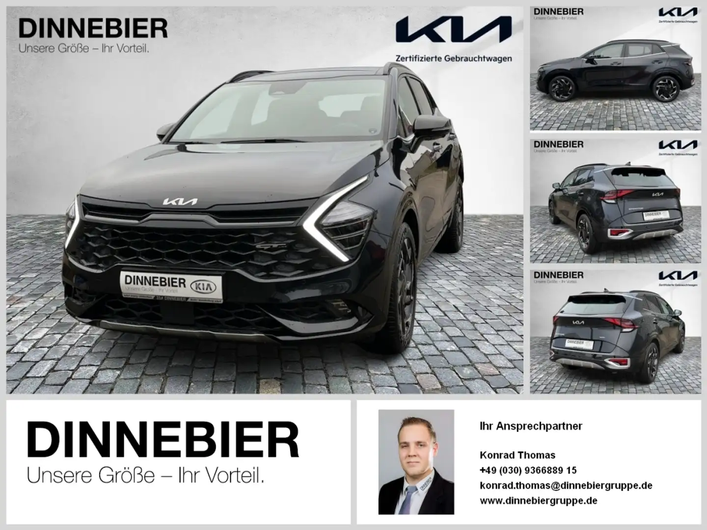 Kia Sportage GT-Line 1.6T AWD+Glasdach+360°+LED Schwarz - 1