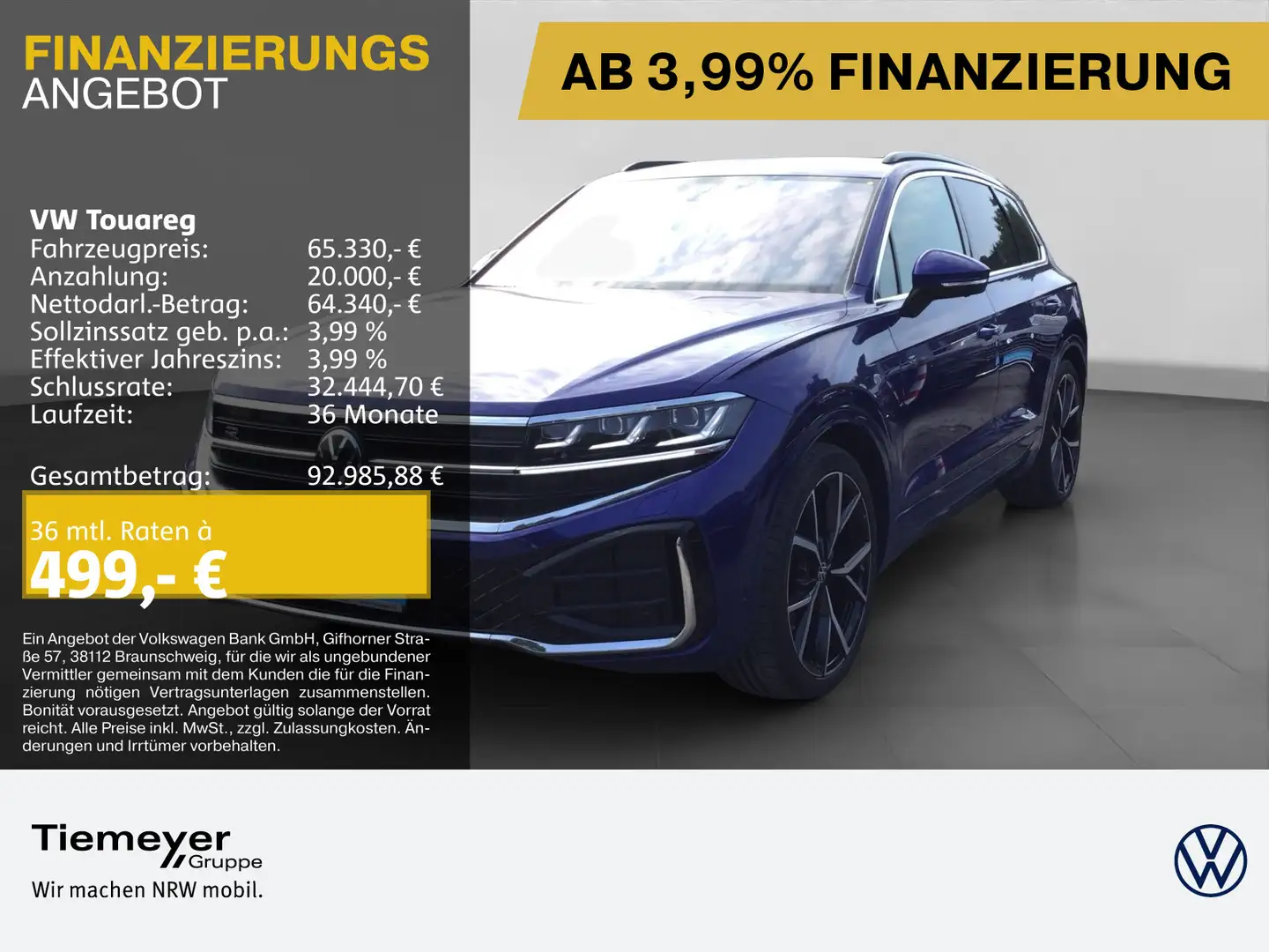 Volkswagen Touareg 3.0 TDI DSG 4M R-LINE NP116 LM22 STHZG D Blau - 1
