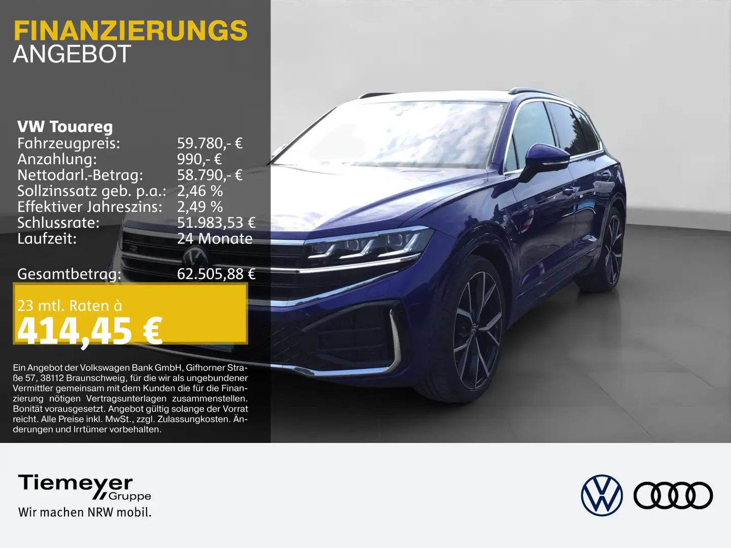 Volkswagen Touareg 3.0 TDI DSG 4M R-LINE NP116 LM22 STHZG D Blau - 1