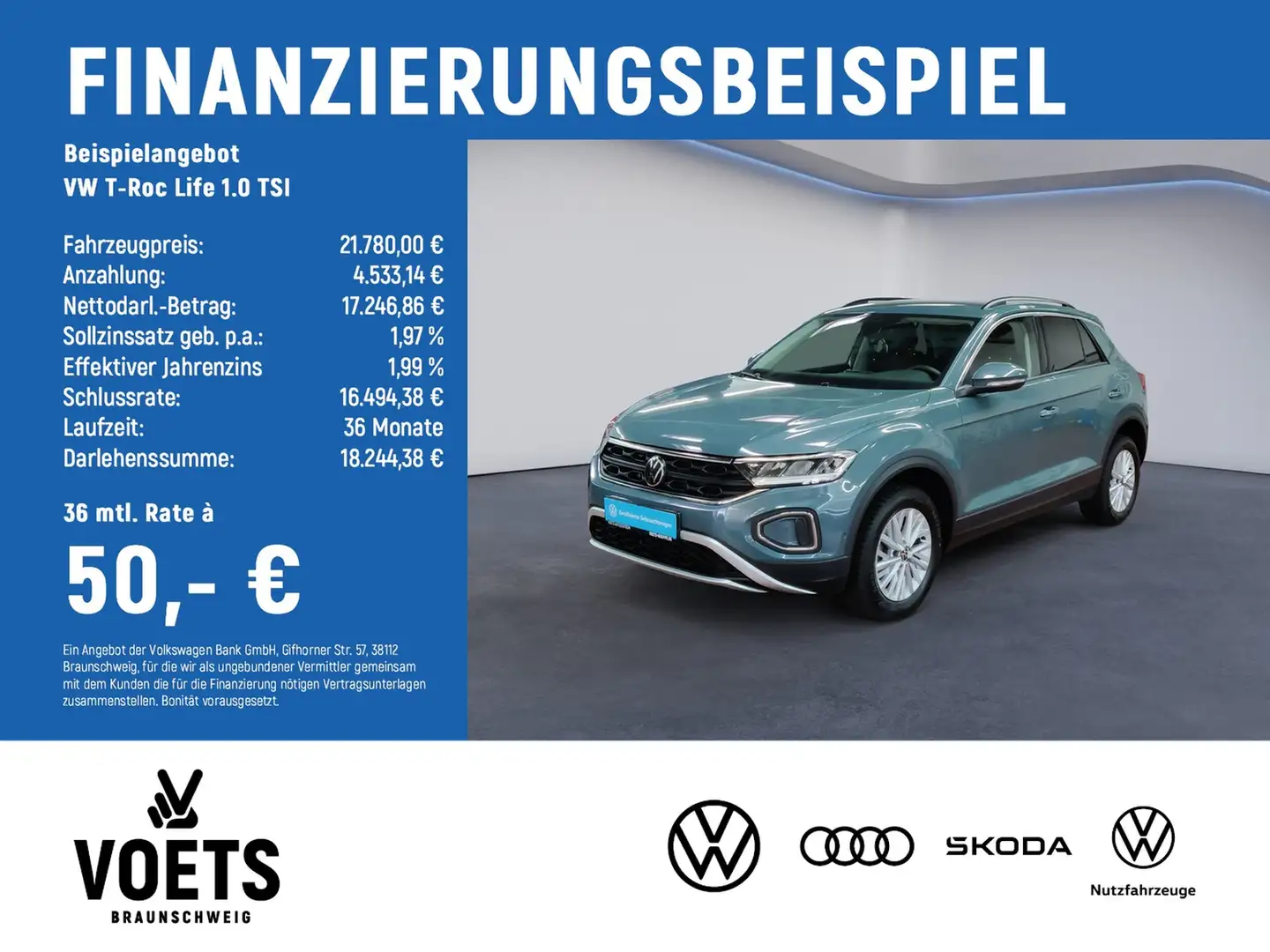 Volkswagen T-Roc Life 1.0 TSI App-Connect+LED+SHZ Albastru - 2