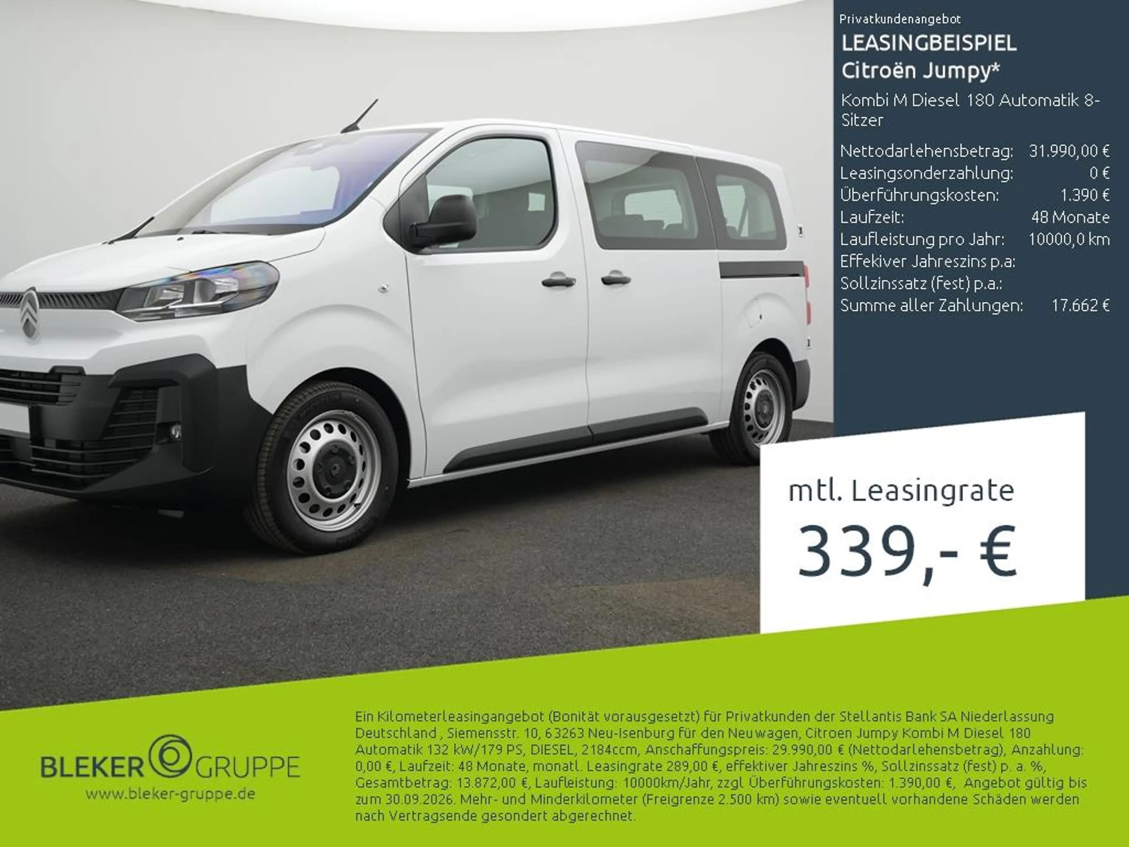 Citroen Jumpy Kombi M Diesel 180 Automatik 9-Sitzer