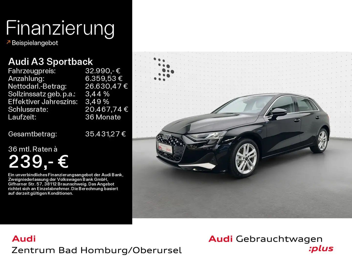 Audi A3 35 TDI advanced*Navi*LED*Alu*PDC*Vi Schwarz - 1