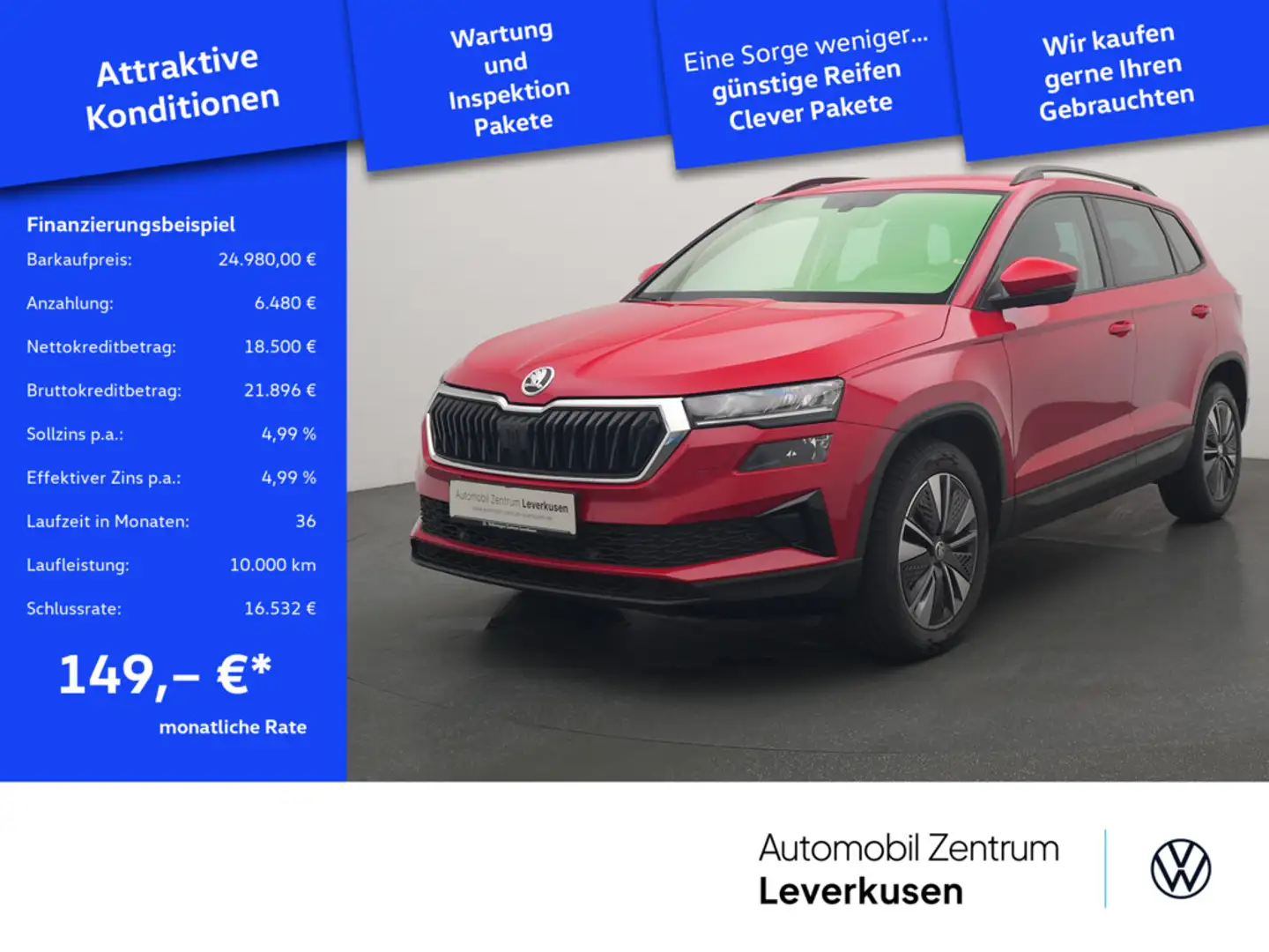 Skoda Karoq Tour DSG NAVI VIRT KAM LED DCC SHZ CARP Rot - 1