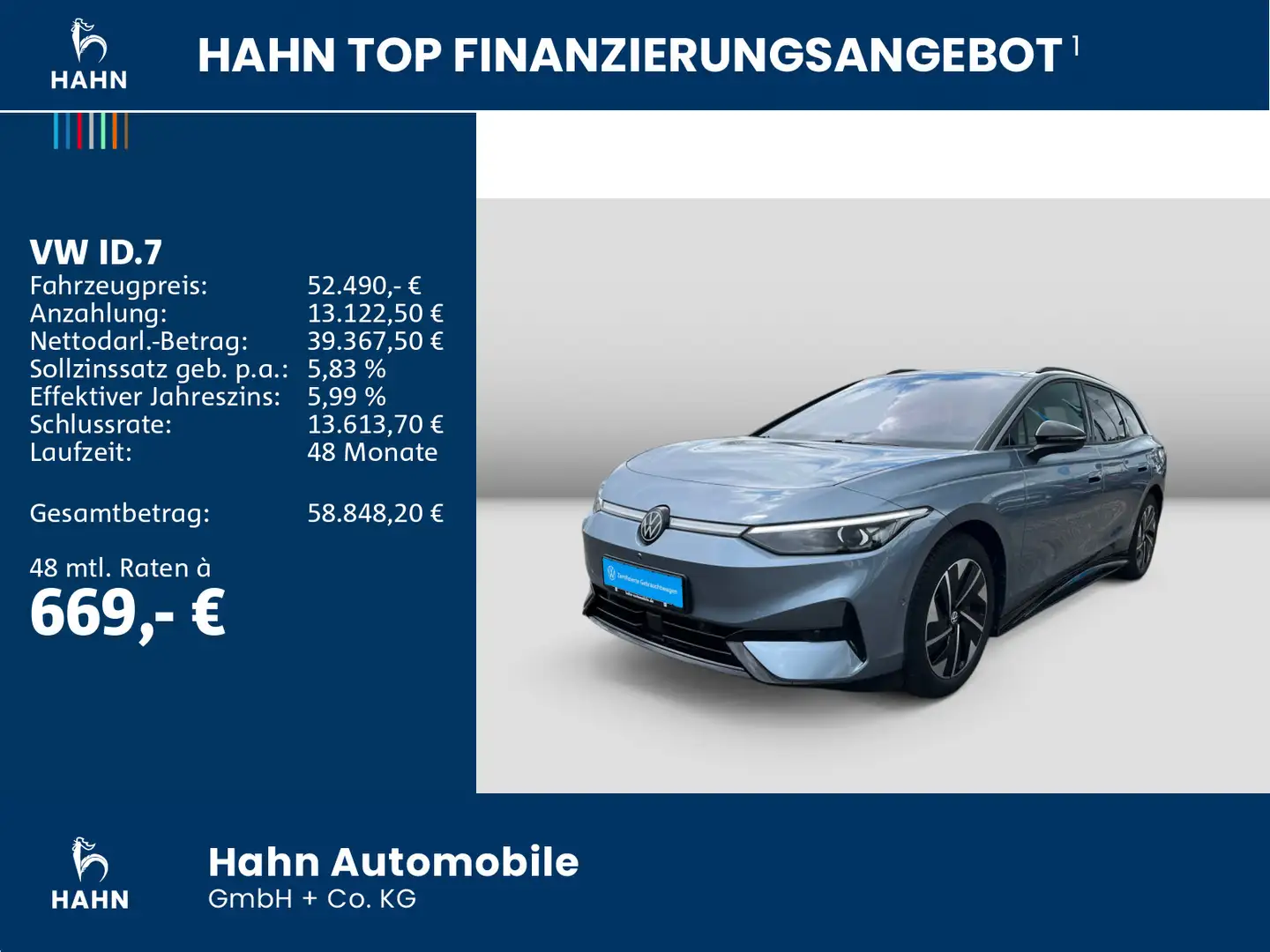 Volkswagen ID.7 Tourer Pro Matrix Pano Navi AHK ACC Wärmepu Blau - 2