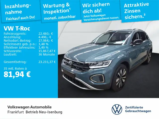 Volkswagen T-Roc GOAL 1.0 TSI 85kW 6 Gang LED NAVI APP