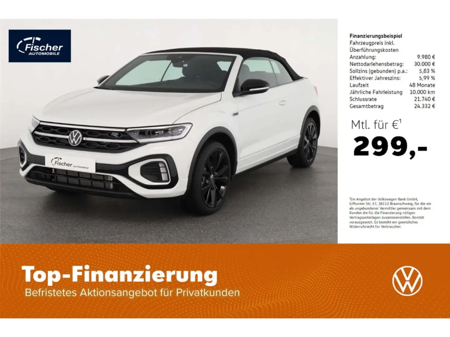 Volkswagen T-Roc Cabriolet 1.5 TSI OPF R-Line Black Style Weiß - 1