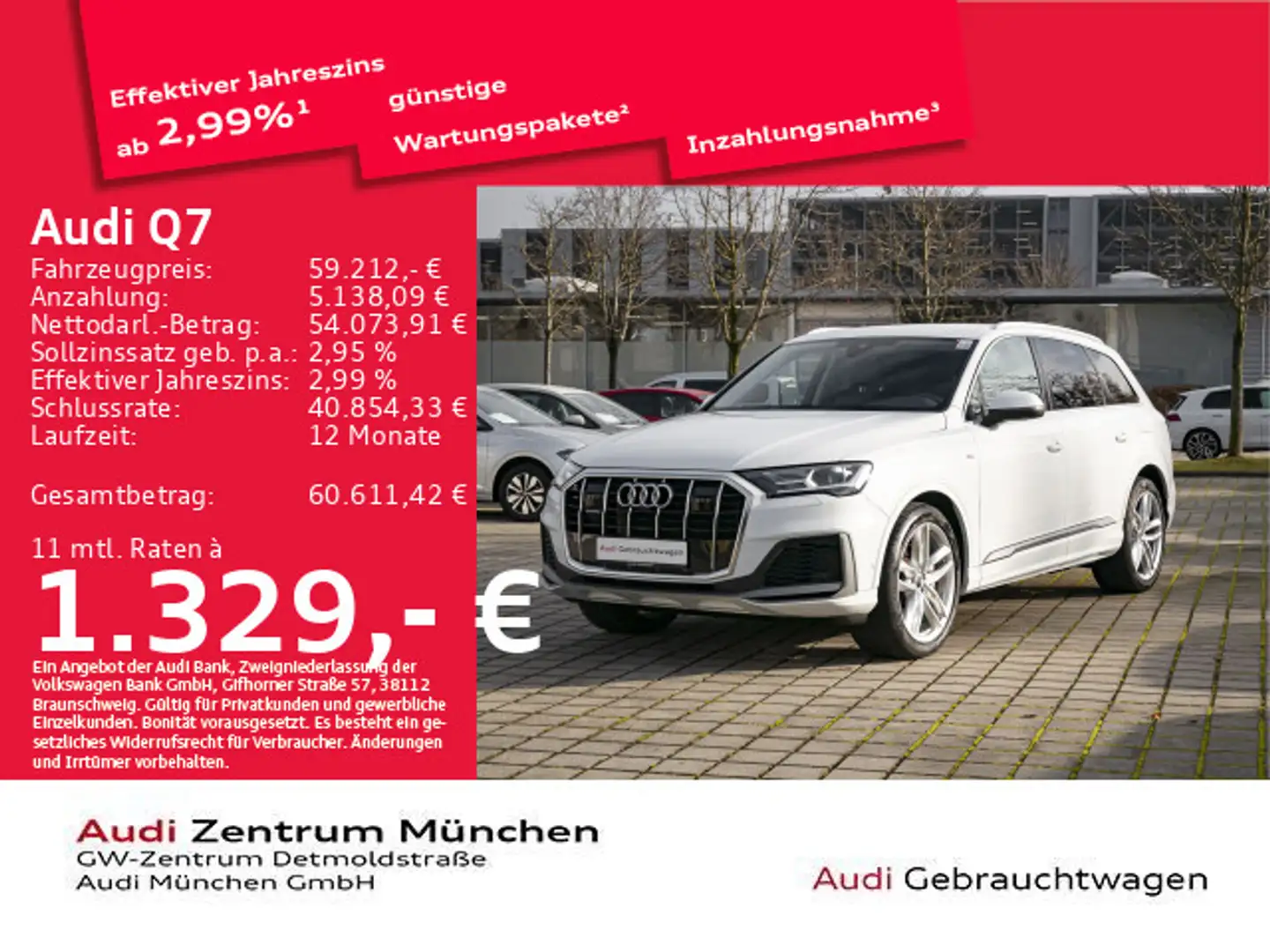 Audi Q7 55 TFSI e S line Luftfed./AHK/ACC/Virtual Blanc - 1