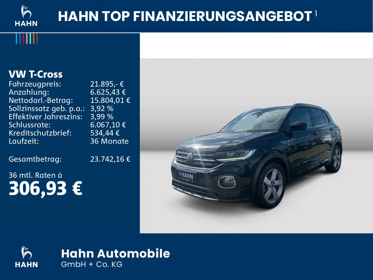 Volkswagen T-Cross 1.0TSI DSG R-Line LED Navi ACC CAM Sitzh Schwarz - 2
