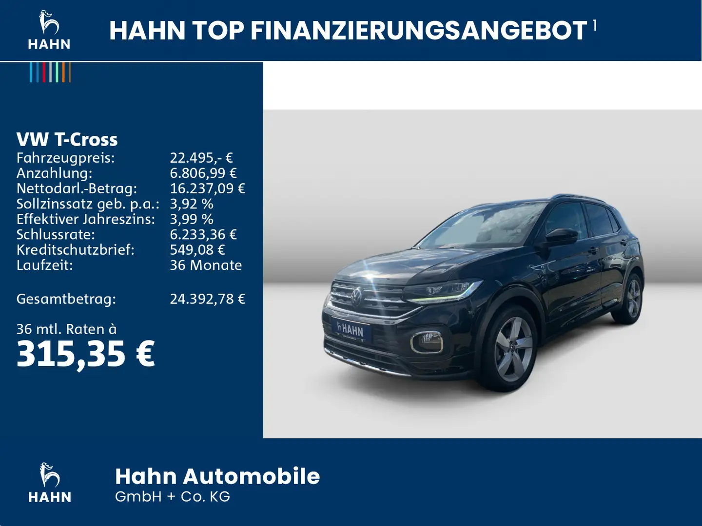 Volkswagen T-Cross 1.0TSI DSG R-Line LED Navi ACC CAM Sitzh Schwarz - 2
