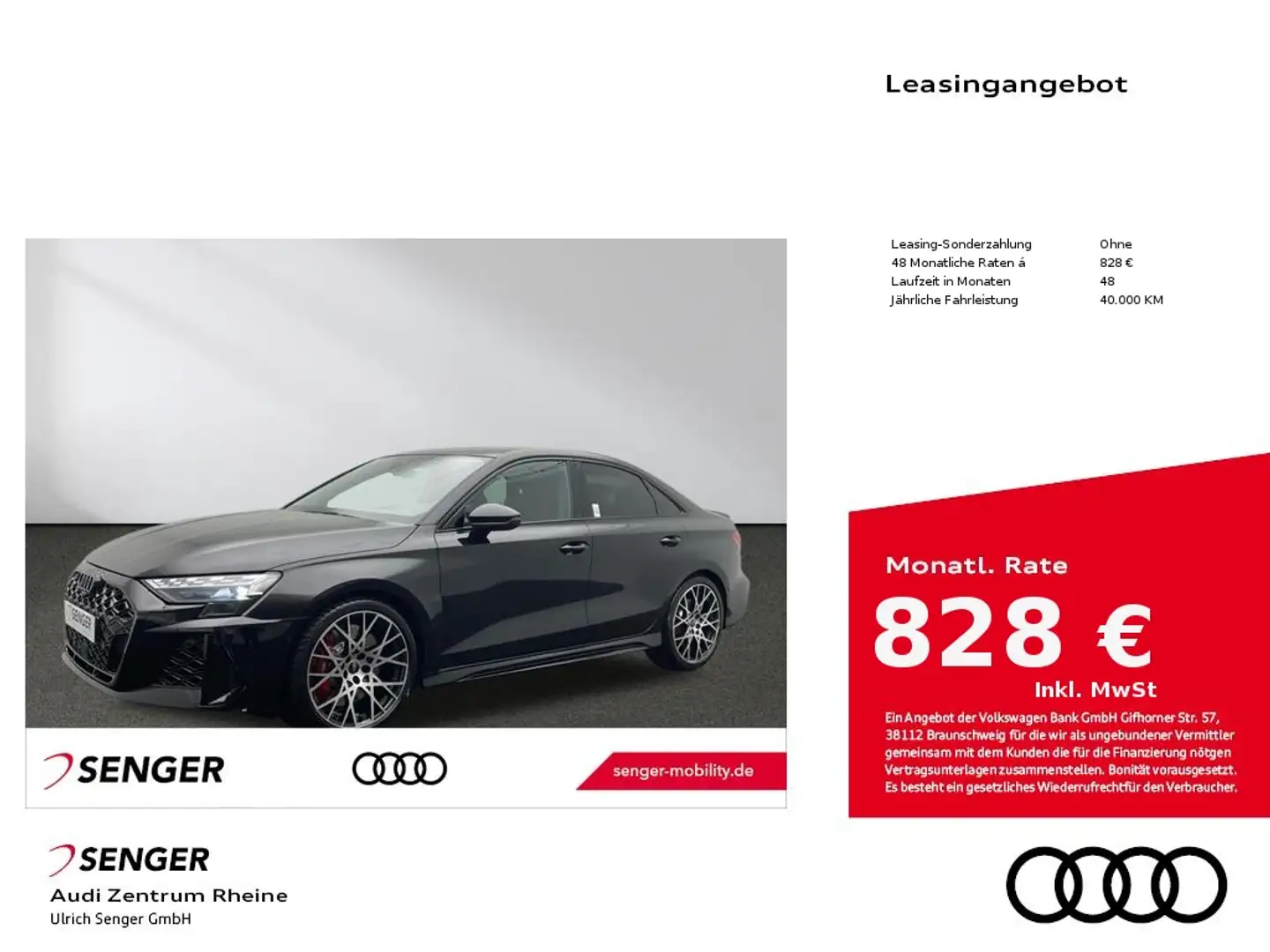 Audi RS3 Limousine Panorama Matrix-LED Navi Sitzhzg. Negro - 1