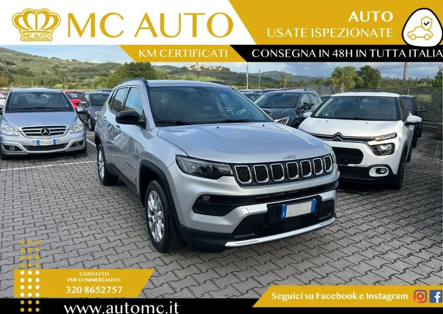 Jeep Compass 1.5 Turbo T4 130 CV MHEV 2WD Limited PROMO CON FIN Argento - 1