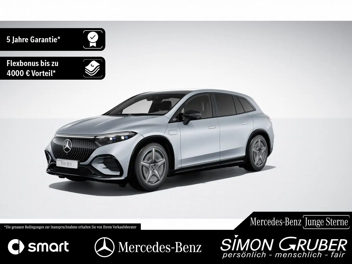 Mercedes-Benz EQS SUV EQS 580 4M SUV AMG Pano Hyper Airmat AHK 7Sitze Silber - 1
