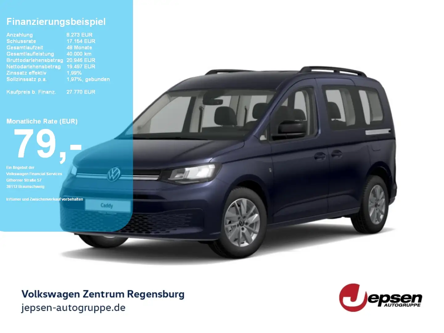Volkswagen Caddy Life 2.0 TDI PDC SHZ SpurH GRA KlimaA Blau - 1