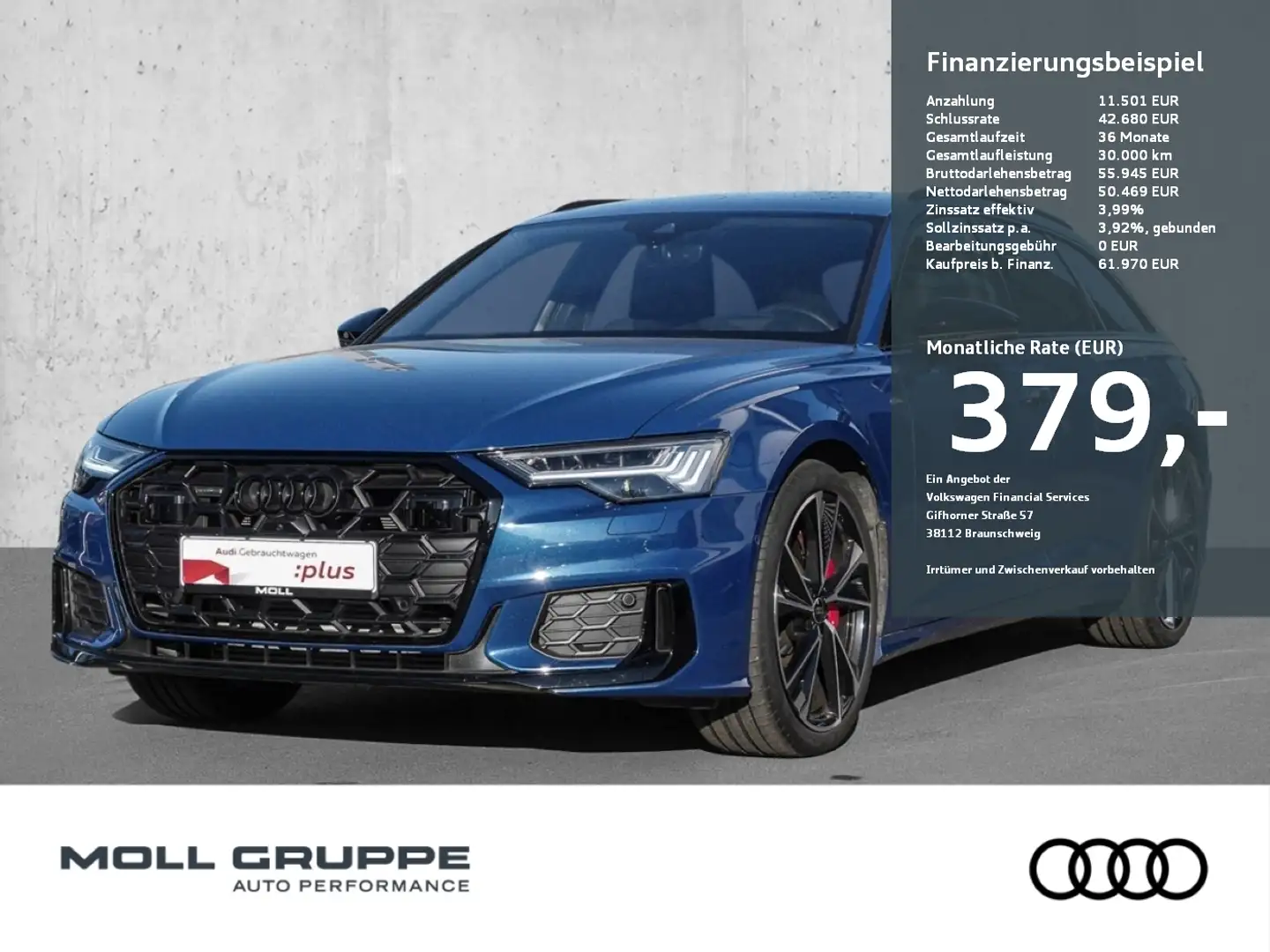 Audi A6 Avant 55 eTFSI quattro S tronic S line (AHK) Blau - 1