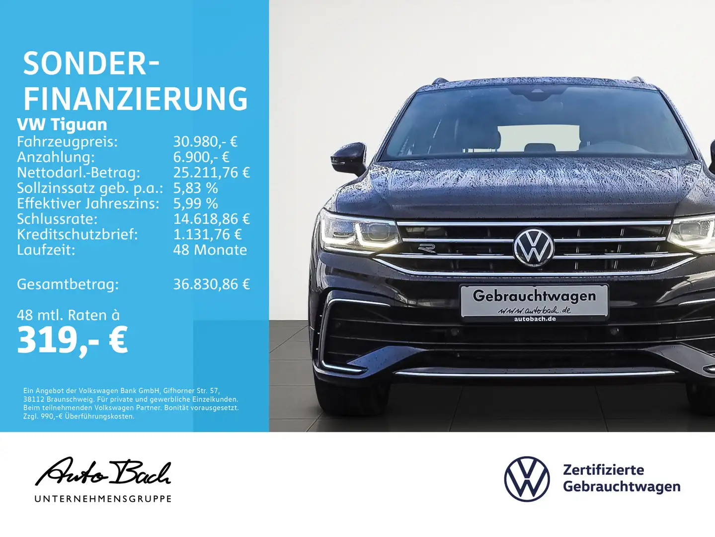 Volkswagen Tiguan R-Line 2.0TDI DSG 4Motion HuD Matrix ACC Schwarz - 2