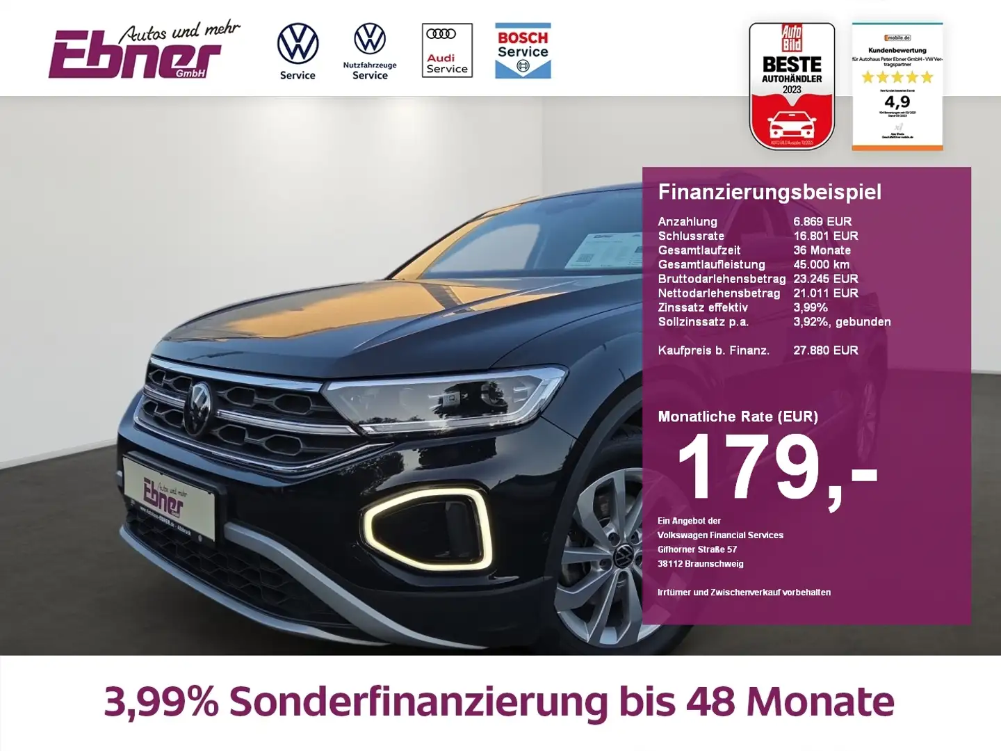 Volkswagen T-Roc Style STYLE 1.5TSI DSG KAMERA+MATRIX+ACC+KEYLESS+N Schwarz - 1