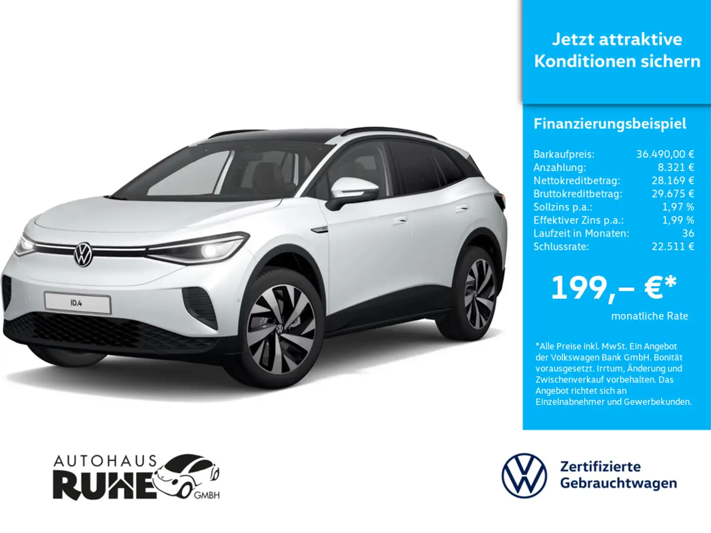 Volkswagen ID.4 Pro Performance 150 kW PANO AHK 360° ACC Blanc - 1