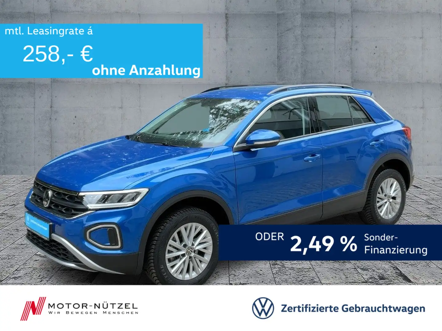 Volkswagen T-Roc 1.0 TSI LIFE 5JG+LED+NAVI+STDHZG+DAB+SHZ Blau - 1
