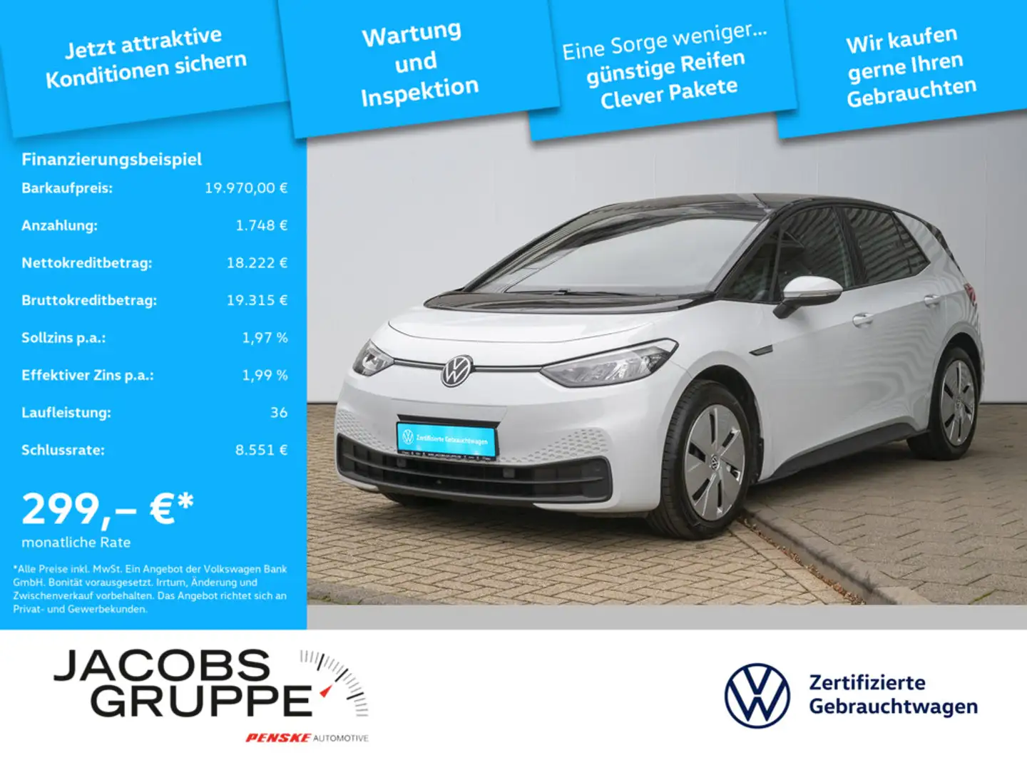 Volkswagen ID.3 Pro Performance 150 kW Life Navi,LED,SHZ Weiß - 1