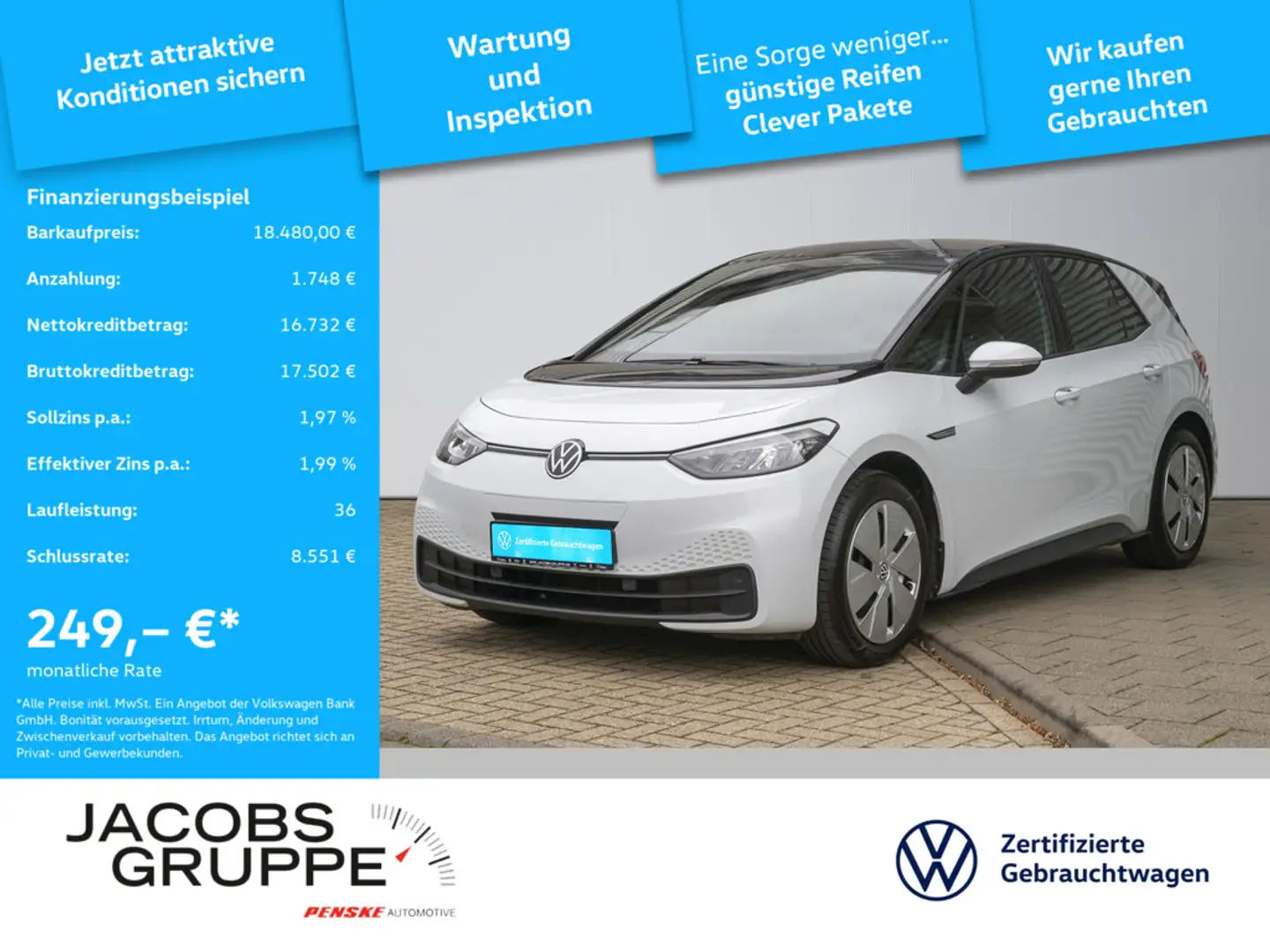 Volkswagen ID.3 Pro Performance 150 kW Life Navi,LED,SHZ Weiß - 1