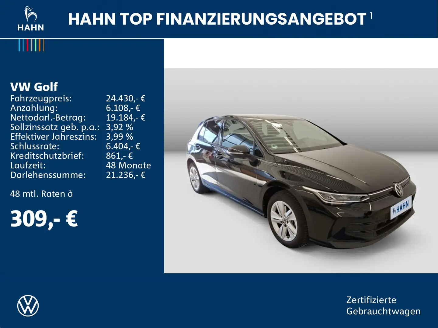 Volkswagen Golf VIII 1.5 TSI Life ACC Cam LED Navi-Vorb. Noir - 2