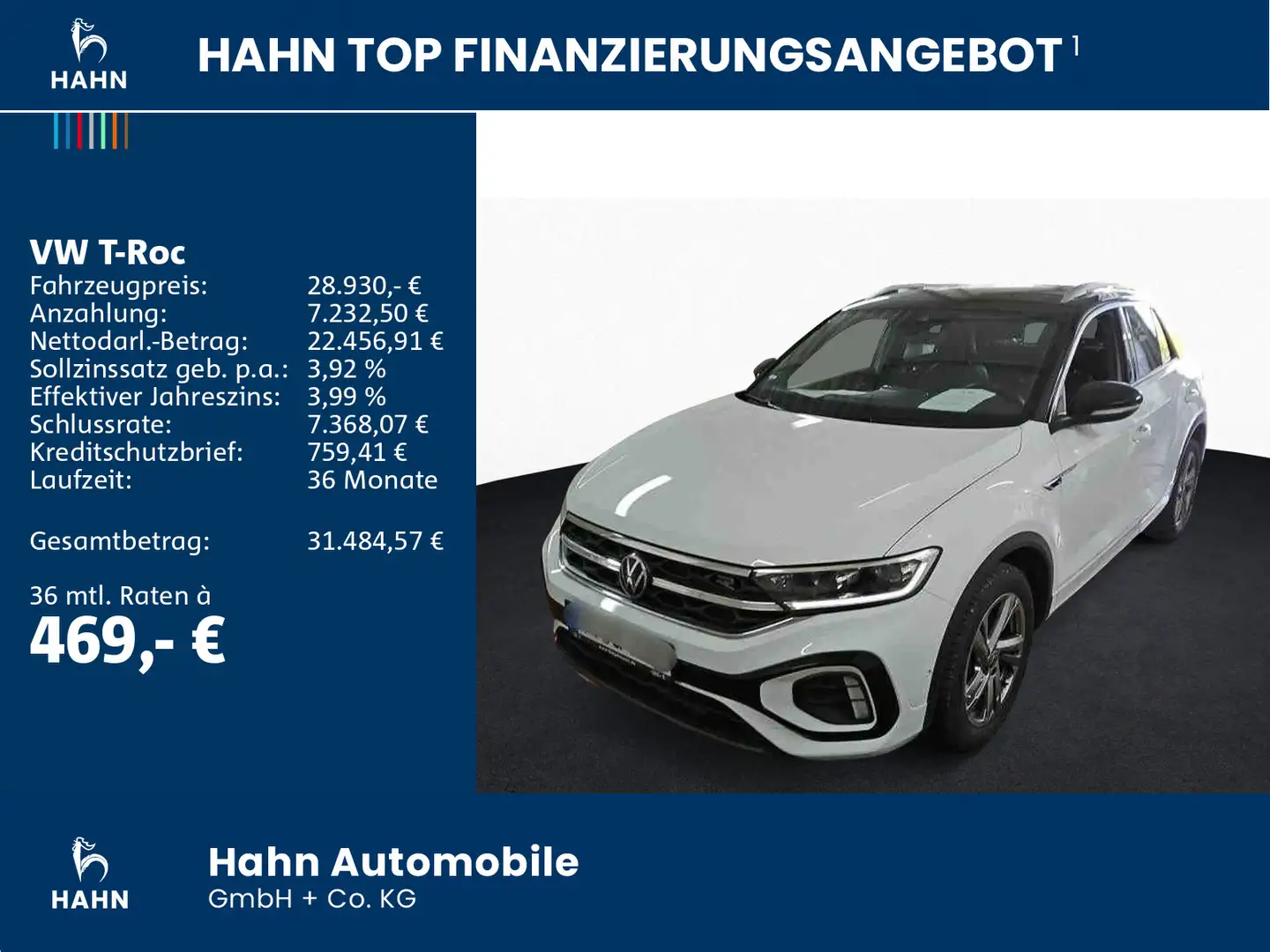 Volkswagen T-Roc 2.0TDI DSG R-Line LED Navi AHK ACC APP CAM Weiß - 2