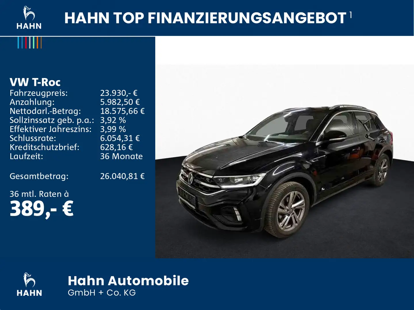 Volkswagen T-Roc 1.0TSI R-Line ACC Cam LED+ Navi Parklenk Schwarz - 2