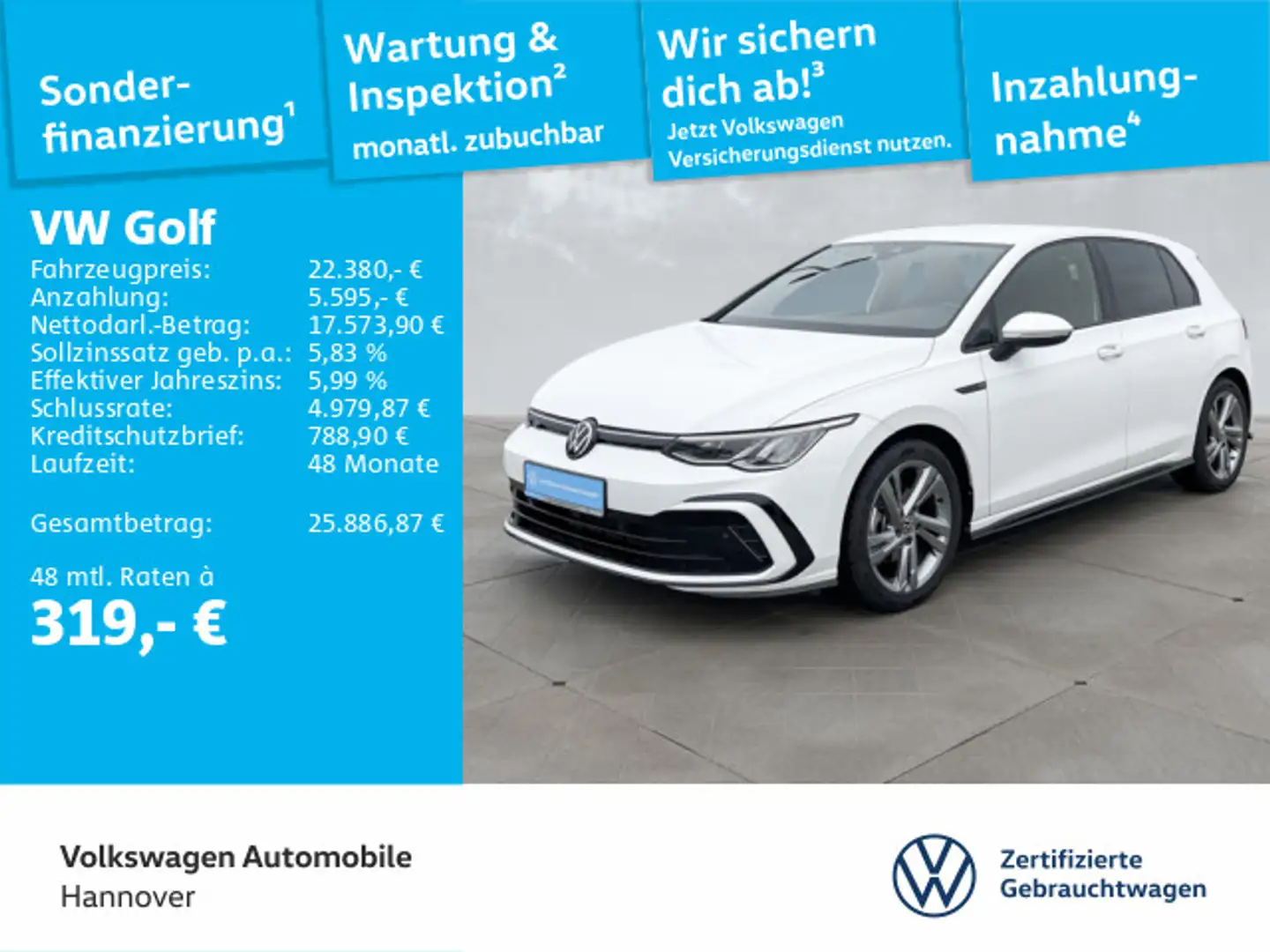 Volkswagen Golf VIII 1.5 TSI R-Line Navi LED Kamera DigCock Weiß - 1
