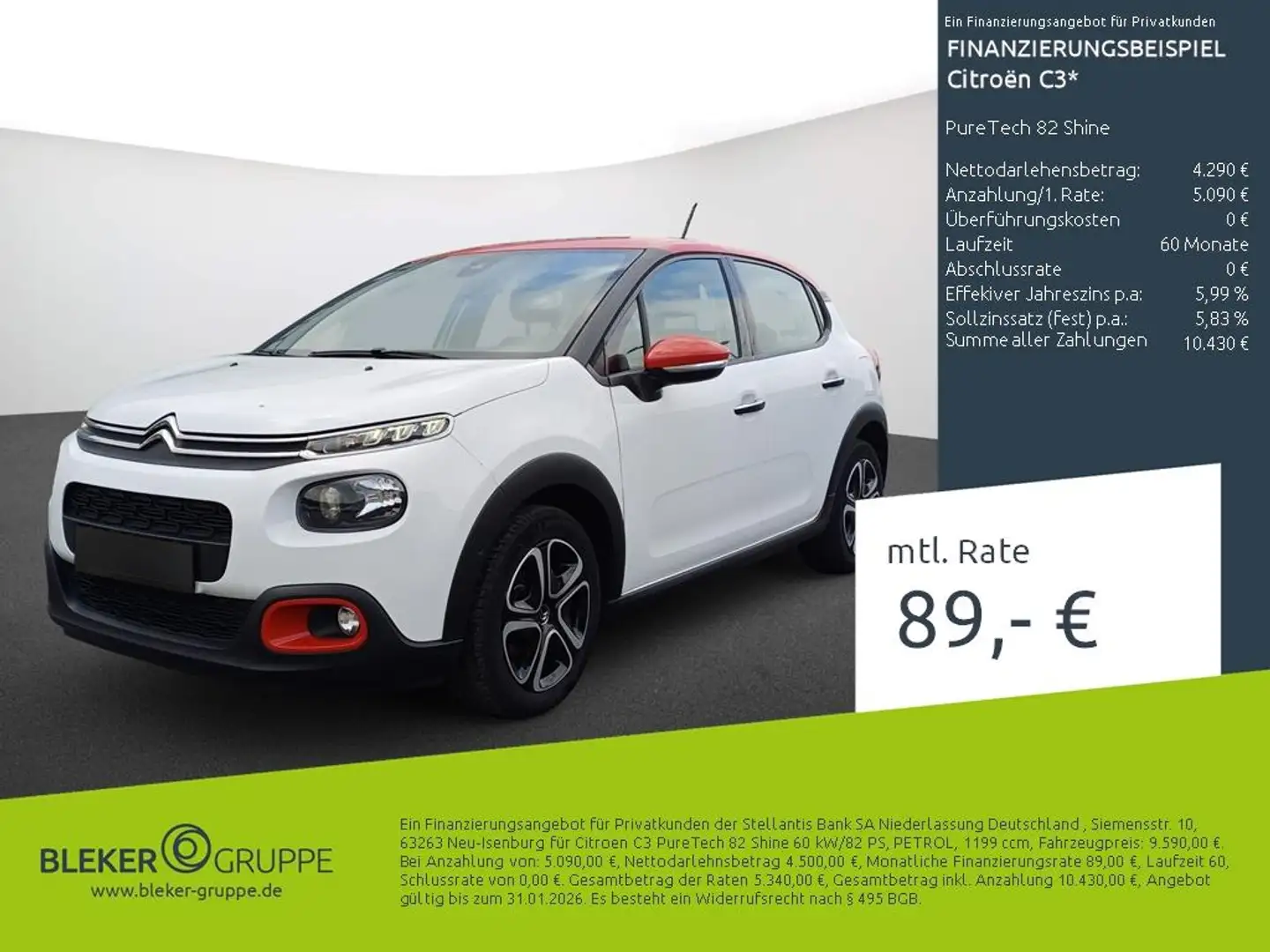 Citroen C3 PureTech 82 Shine Blanc - 1