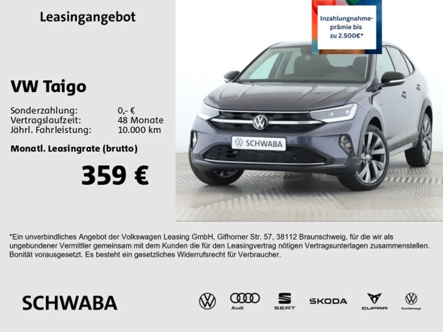 Volkswagen Taigo Style 1,0 l TSI DSG *MATRIX*ACC*AHK*PANO* Grau - 1
