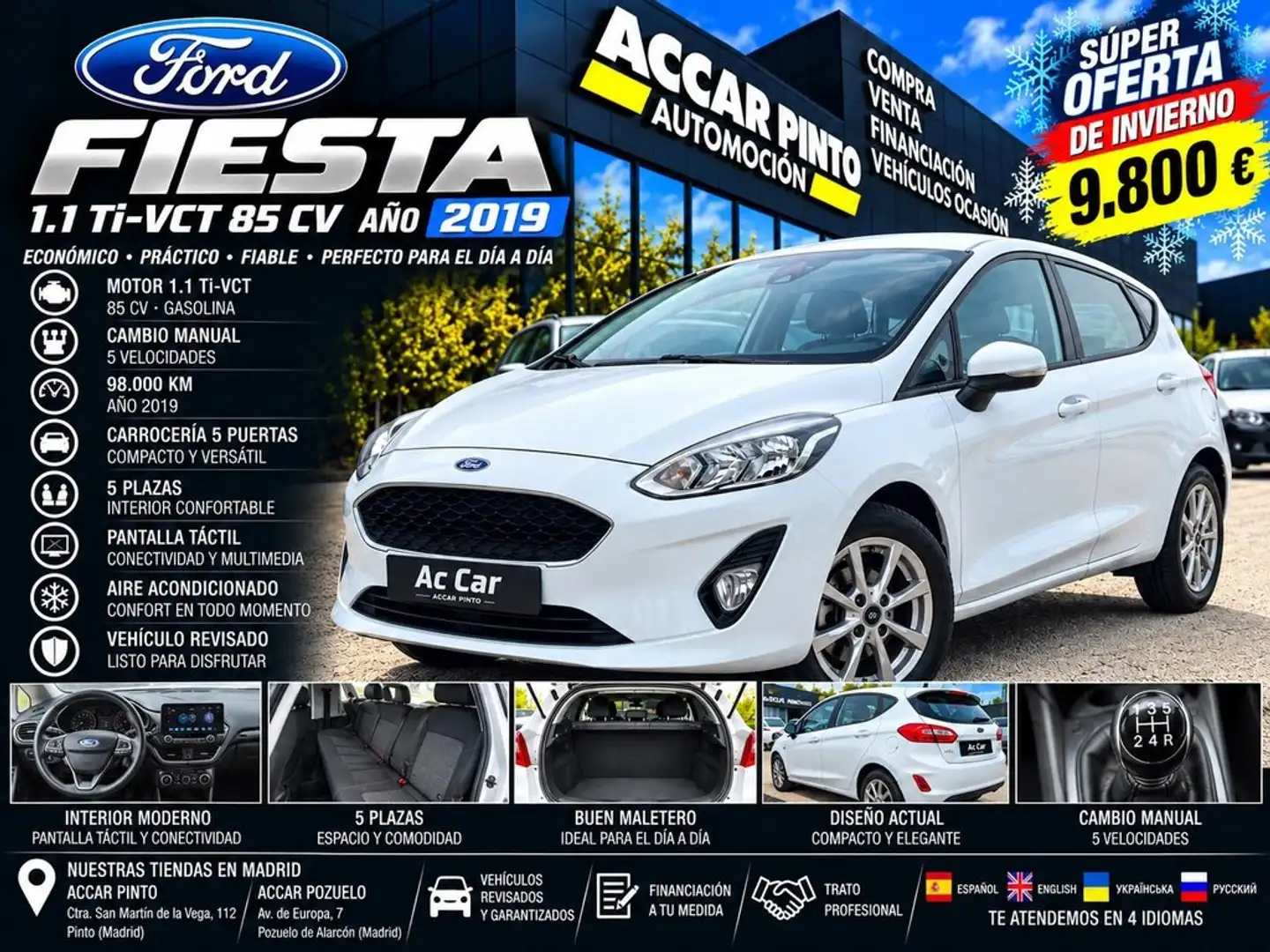Ford Fiesta 1.1 Ti-VCT Trend+ Blanco - 1