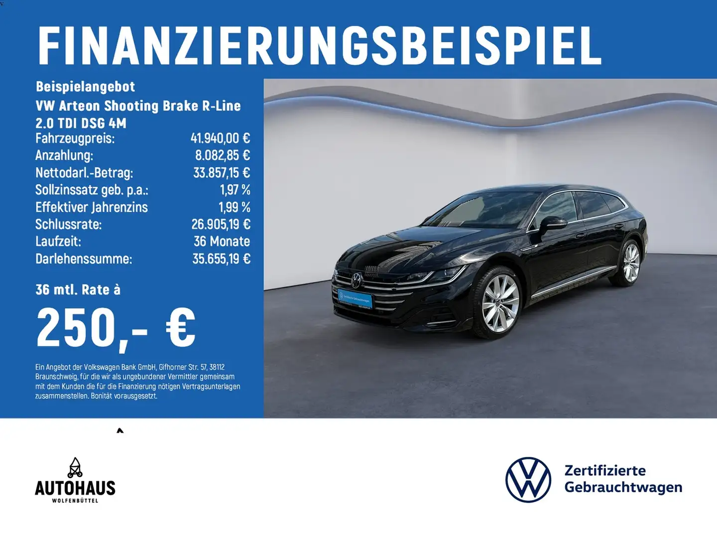 Volkswagen Arteon Shooting Brake R-Line 2.0 TDI DSG 4M AHK Negro - 2