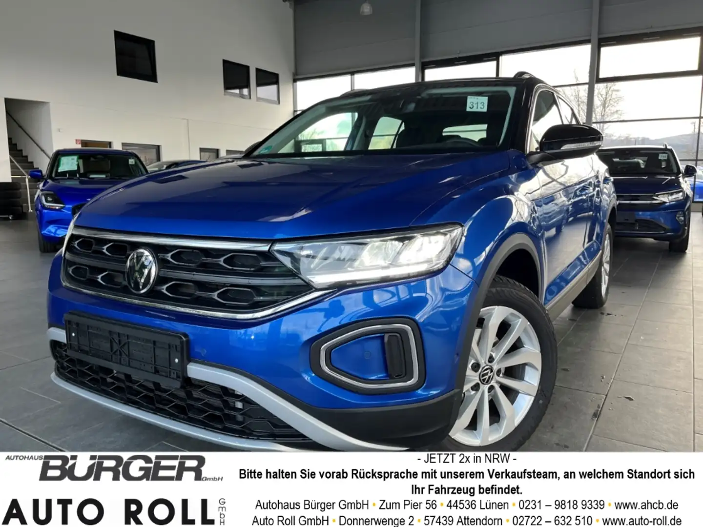 Volkswagen T-Roc Prime 1.5 TSI AHK Dach schw. Navi Keyless LED Kame Blau - 1