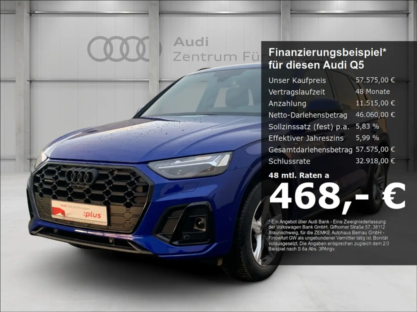Audi Q5 50 TDI quattro tiptronic S line El. Panodach Navi Blau - 1