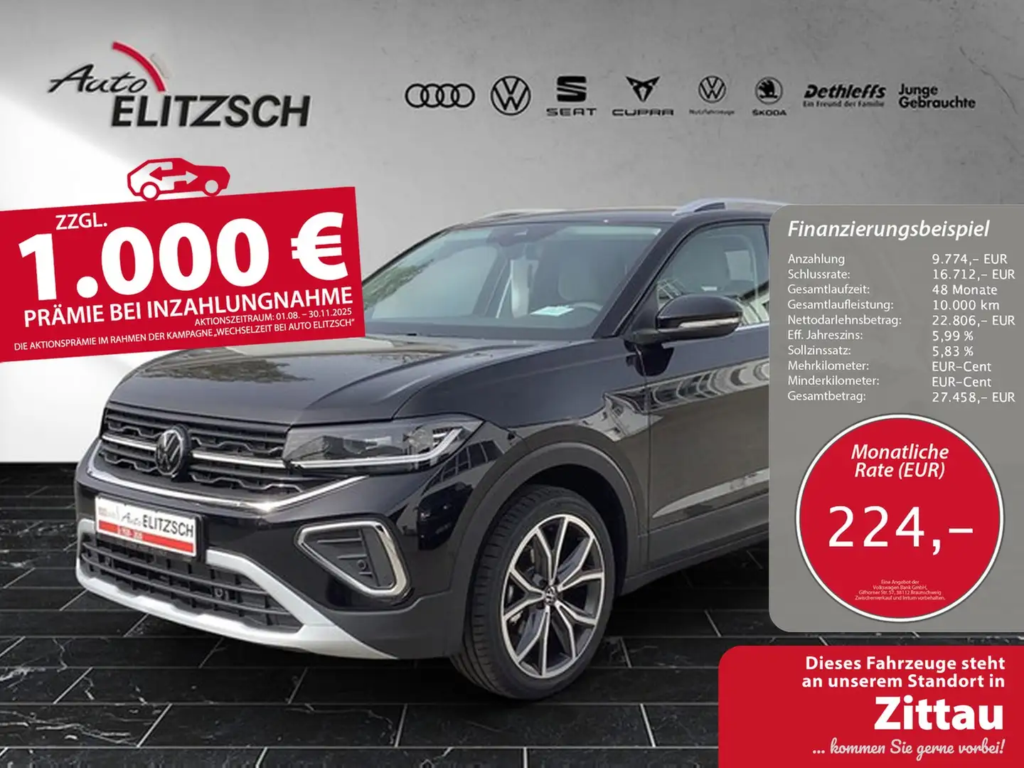 Volkswagen T-Cross 1.0 TSI 85 kW Style Schwarz - 1