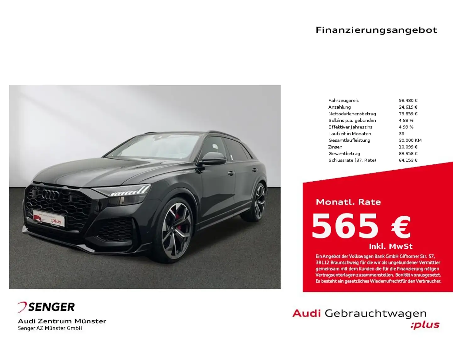 Audi RS Q8 4.0 TFSI quattro RS-Dynamikpaket plus Pano Schwarz - 1