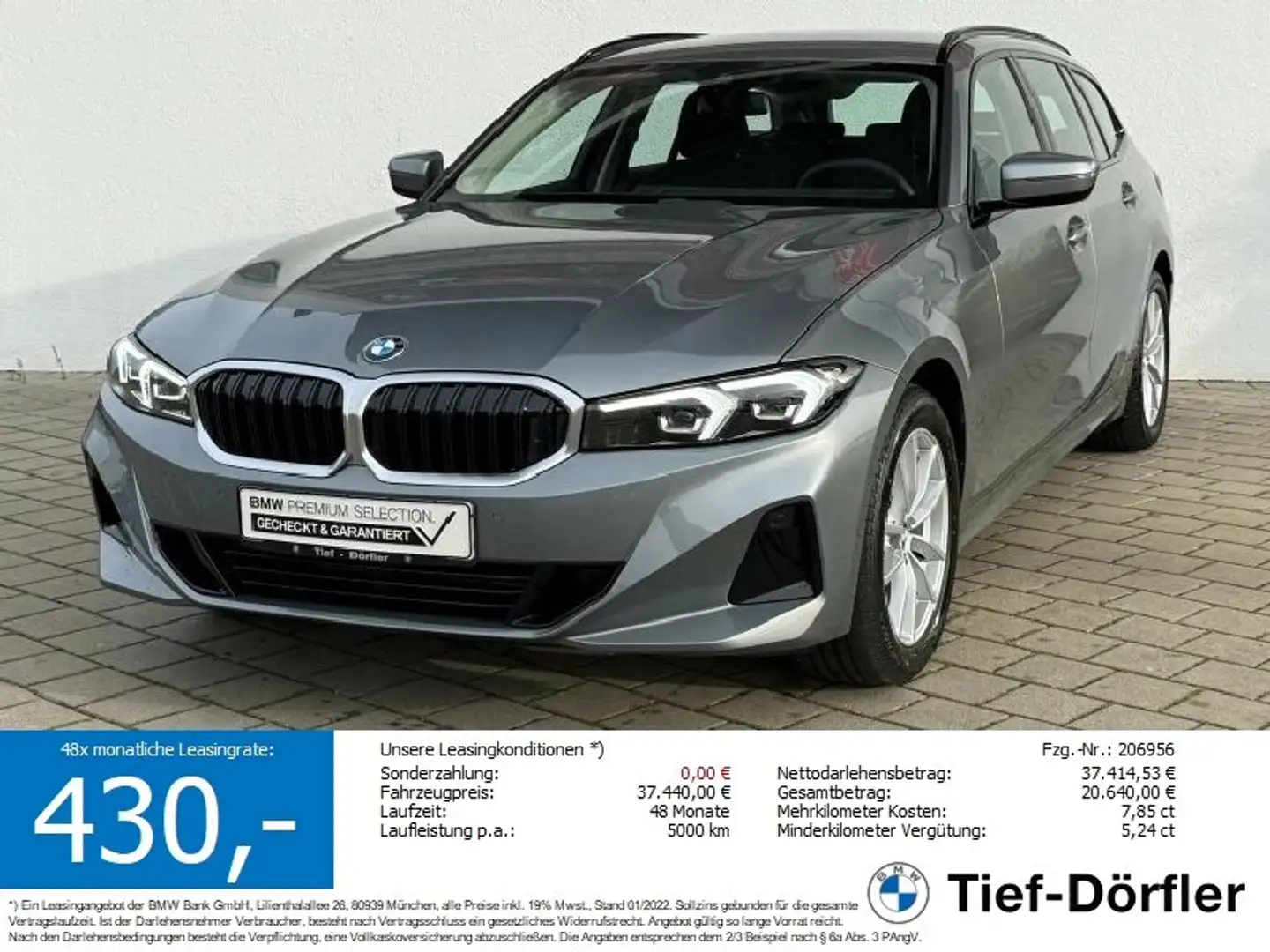 BMW 318 i Touring AHK/LHZ/TEMPO/K-ZUG/SH/ALARM/AMBI Grau - 1