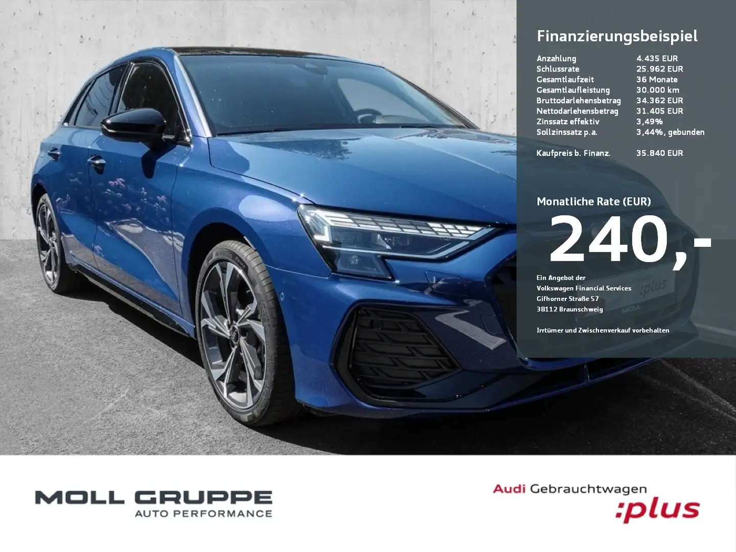 Audi A3 Sportback S line 35 TFSI S tronic (AHK*Panoramadac Bleu - 1