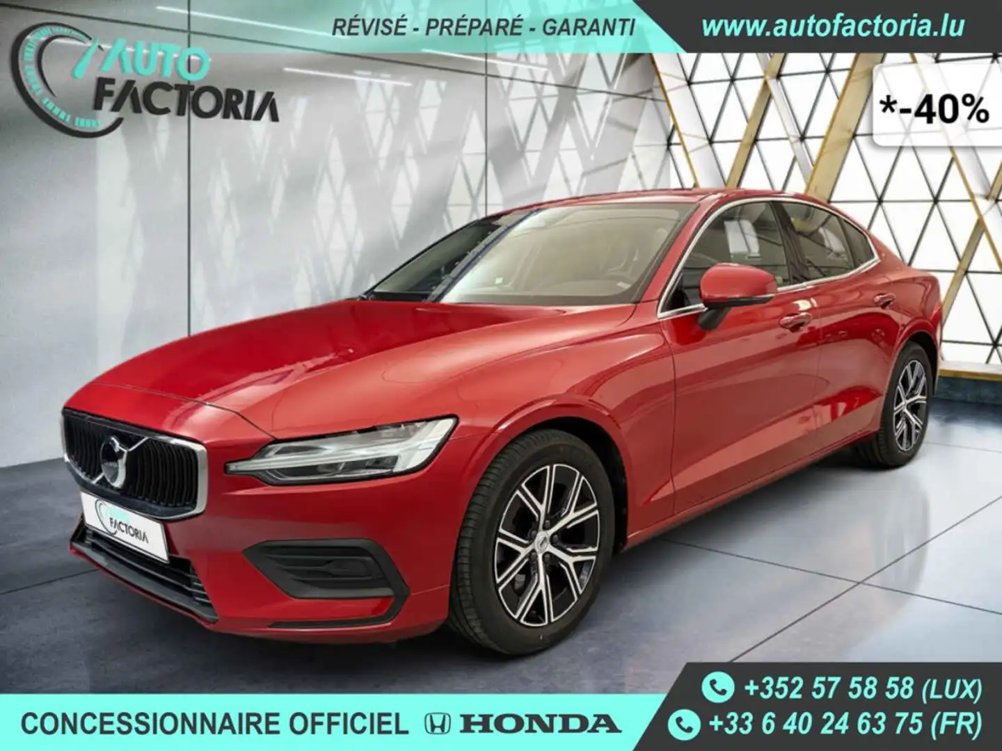 Volvo S60 -40% B4 MHEV 197cv BVA +GPS+CAM+LED+CLIM+Options Roşu - 1