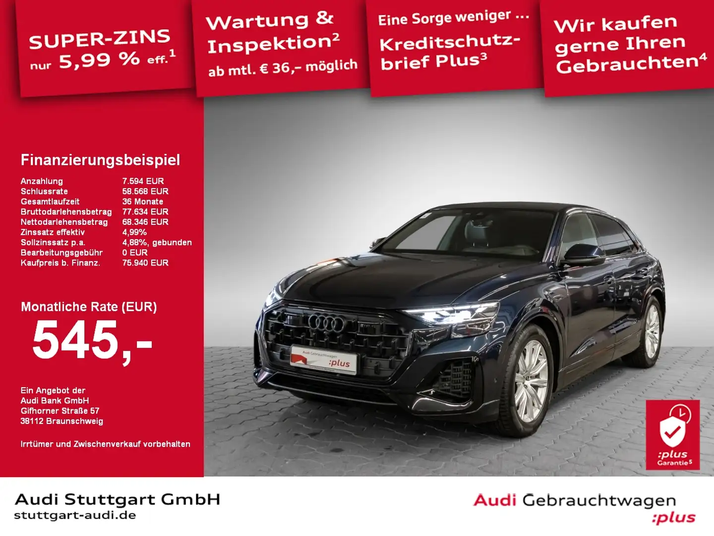 Audi Q8 55 TFSI e quattro tiptronic Matrix AIR AHK plava - 1