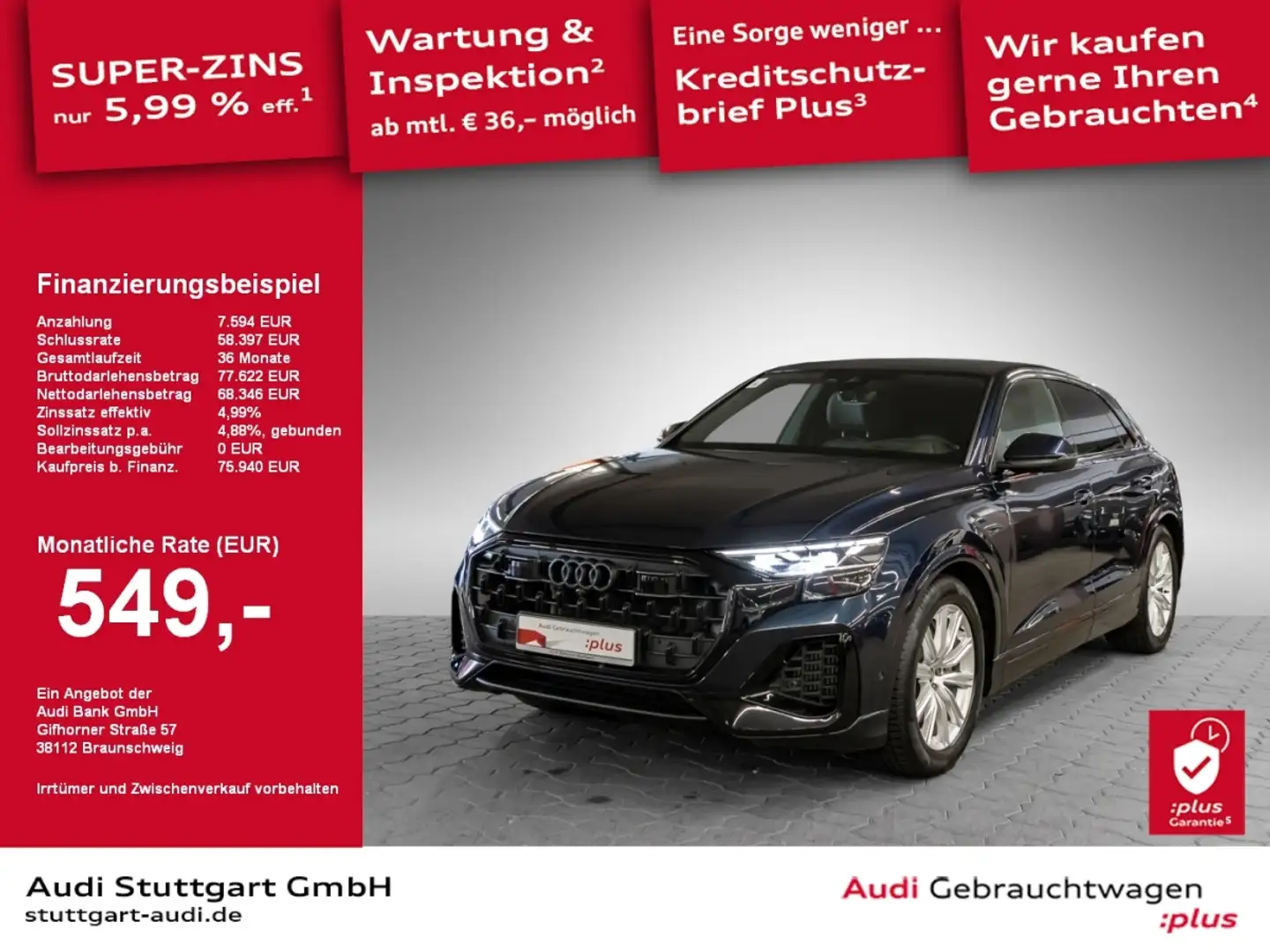 Audi Q8 55 TFSI e quattro tiptronic Matrix AIR AHK Blau - 1