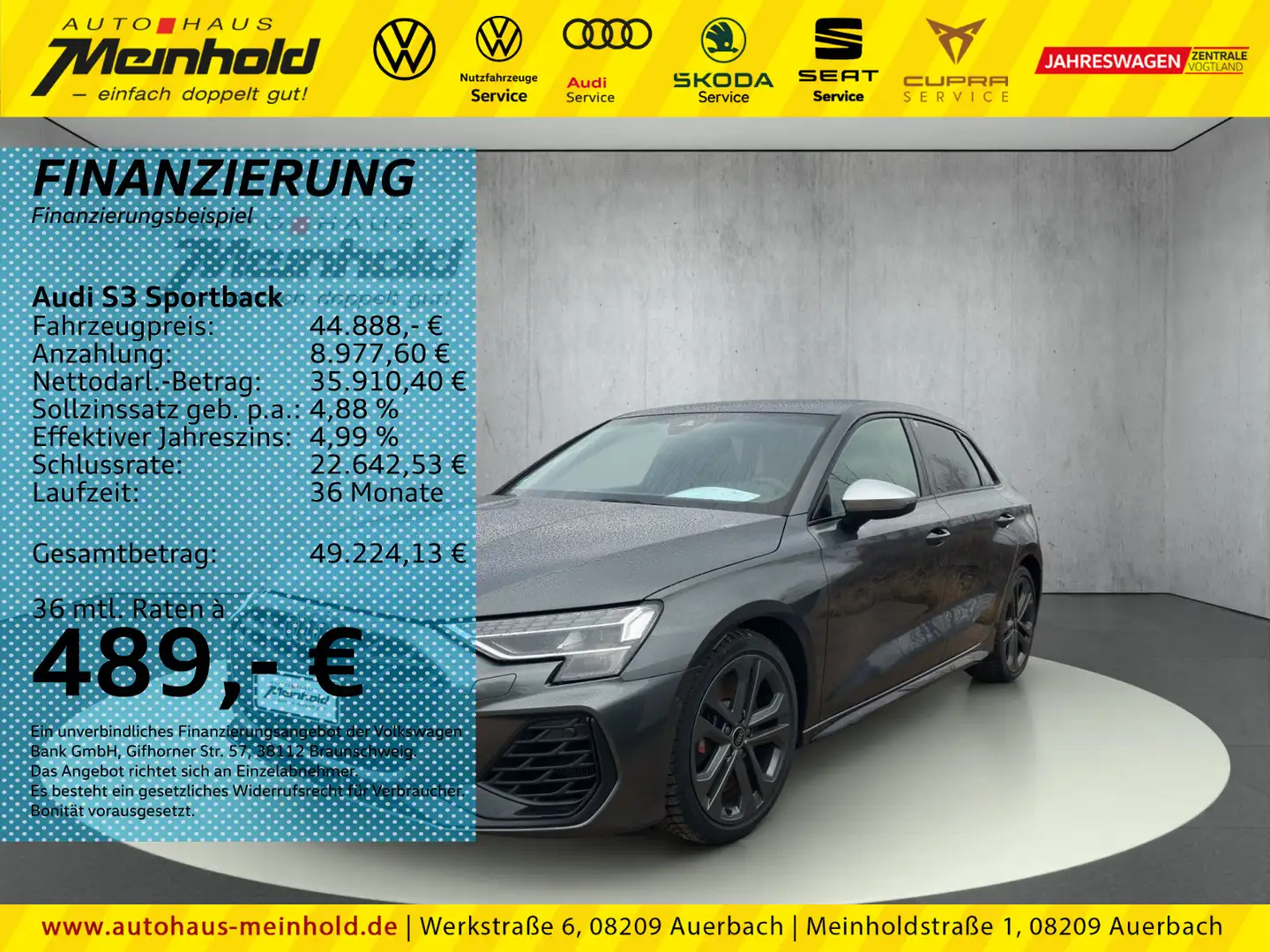 Audi S3 S tronic, Schwarz Plus, Kamera, ACC Grau - 1