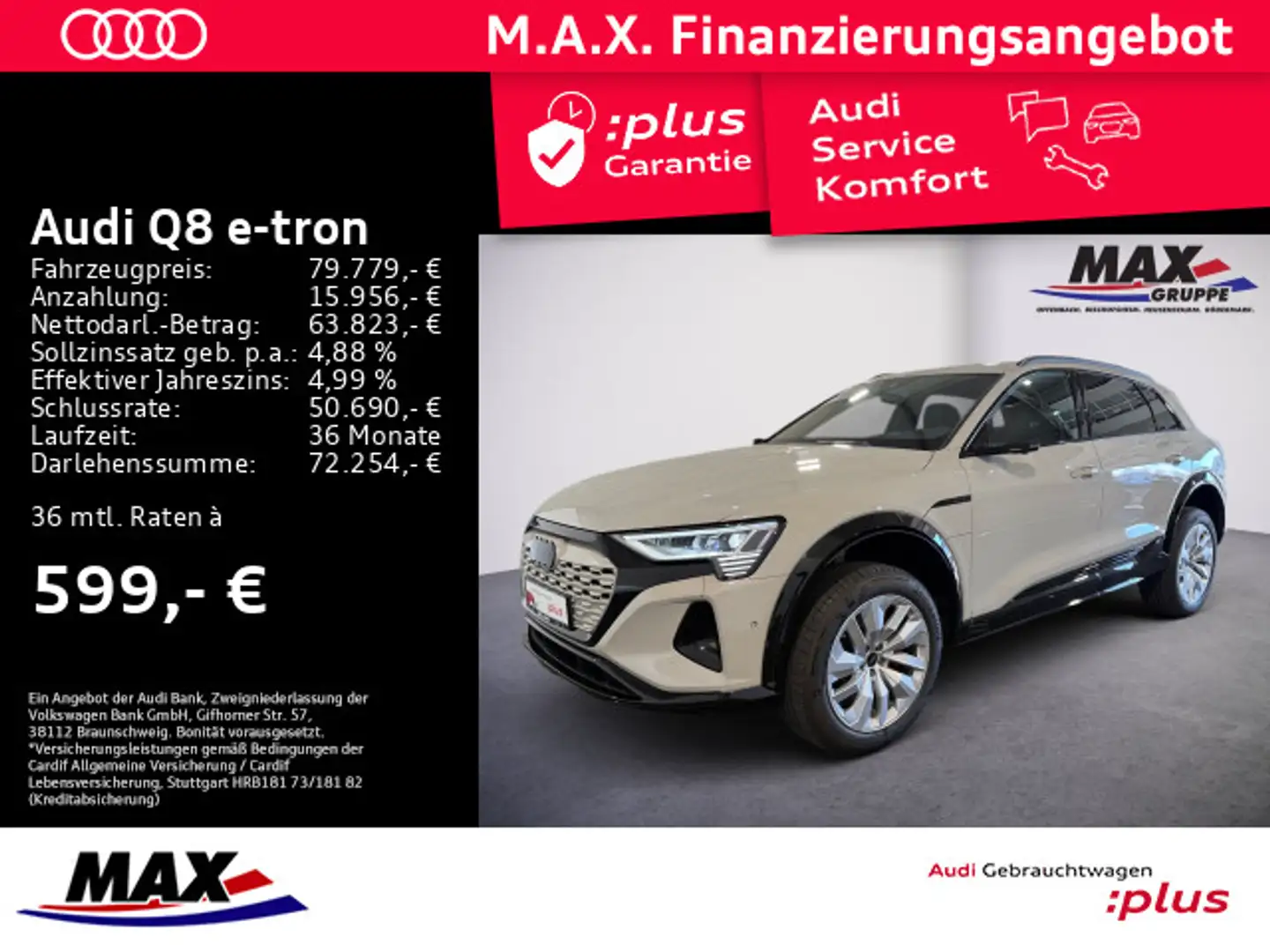 Audi Q8 e-tron 55 QUAT EDITION DAKAR MATRIX+PANO+LUFT Beige - 1