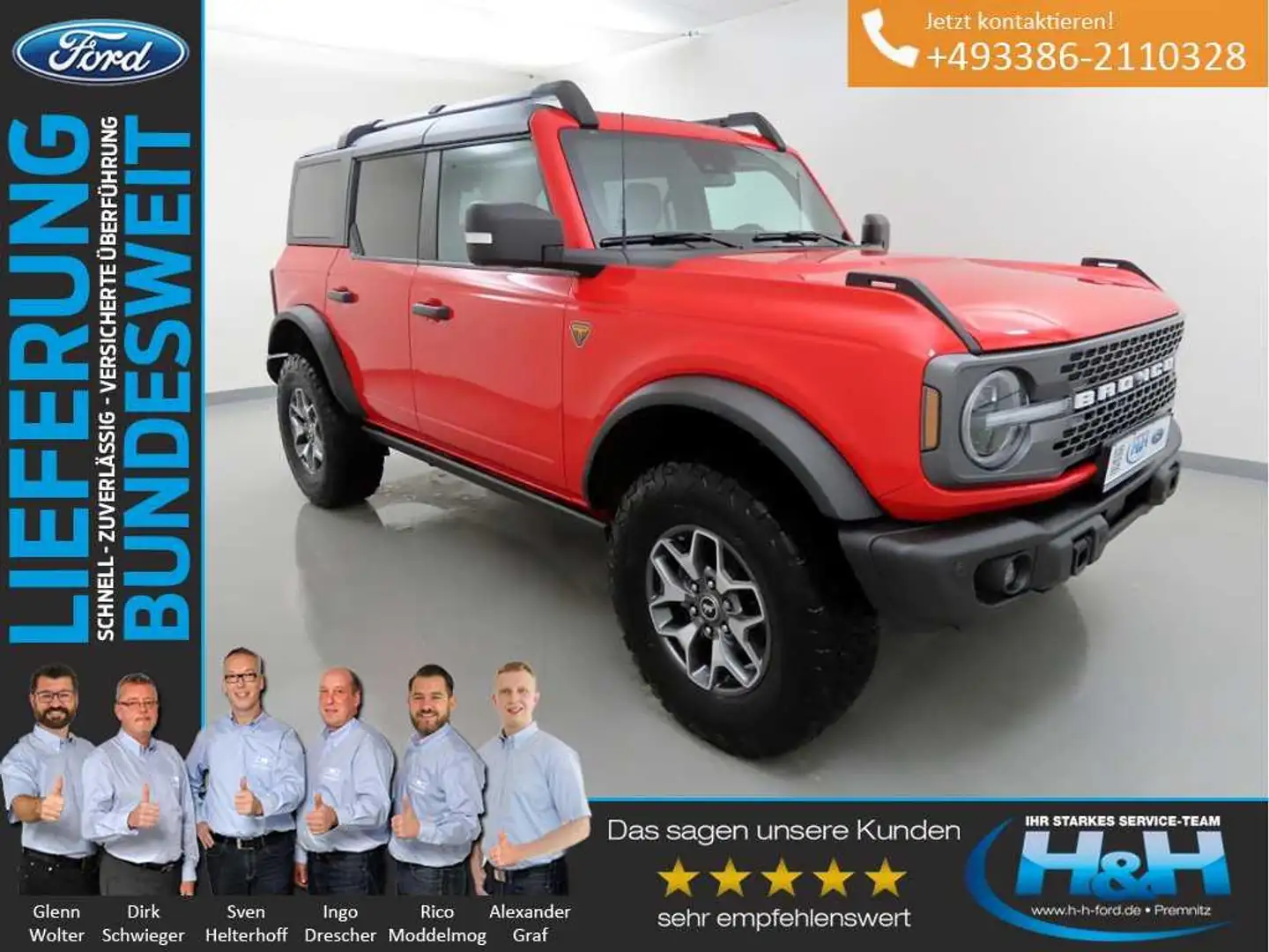 Ford Bronco 2.7  Badlands e-4WD AHK+LED+BLIS Rood - 1