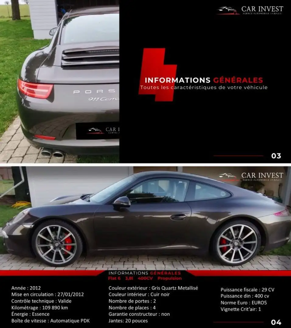 Porsche 911 type 991carreras s 400cv Brun - 2