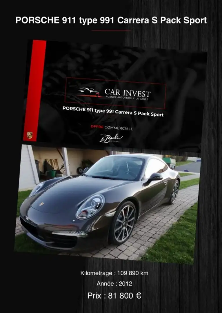 Porsche 911 type 991carreras s 400cv Brun - 1