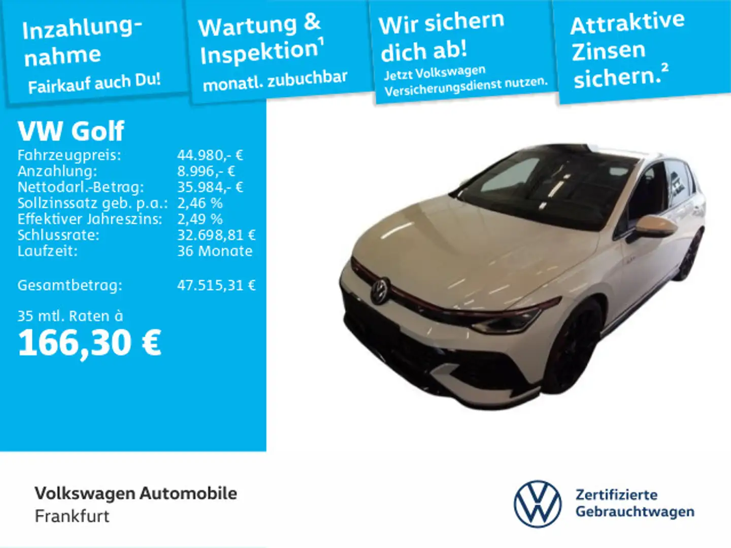 Volkswagen Golf VIII 2.0 TSI DSG Clubsport Navi IQ.Light DA Weiß - 1