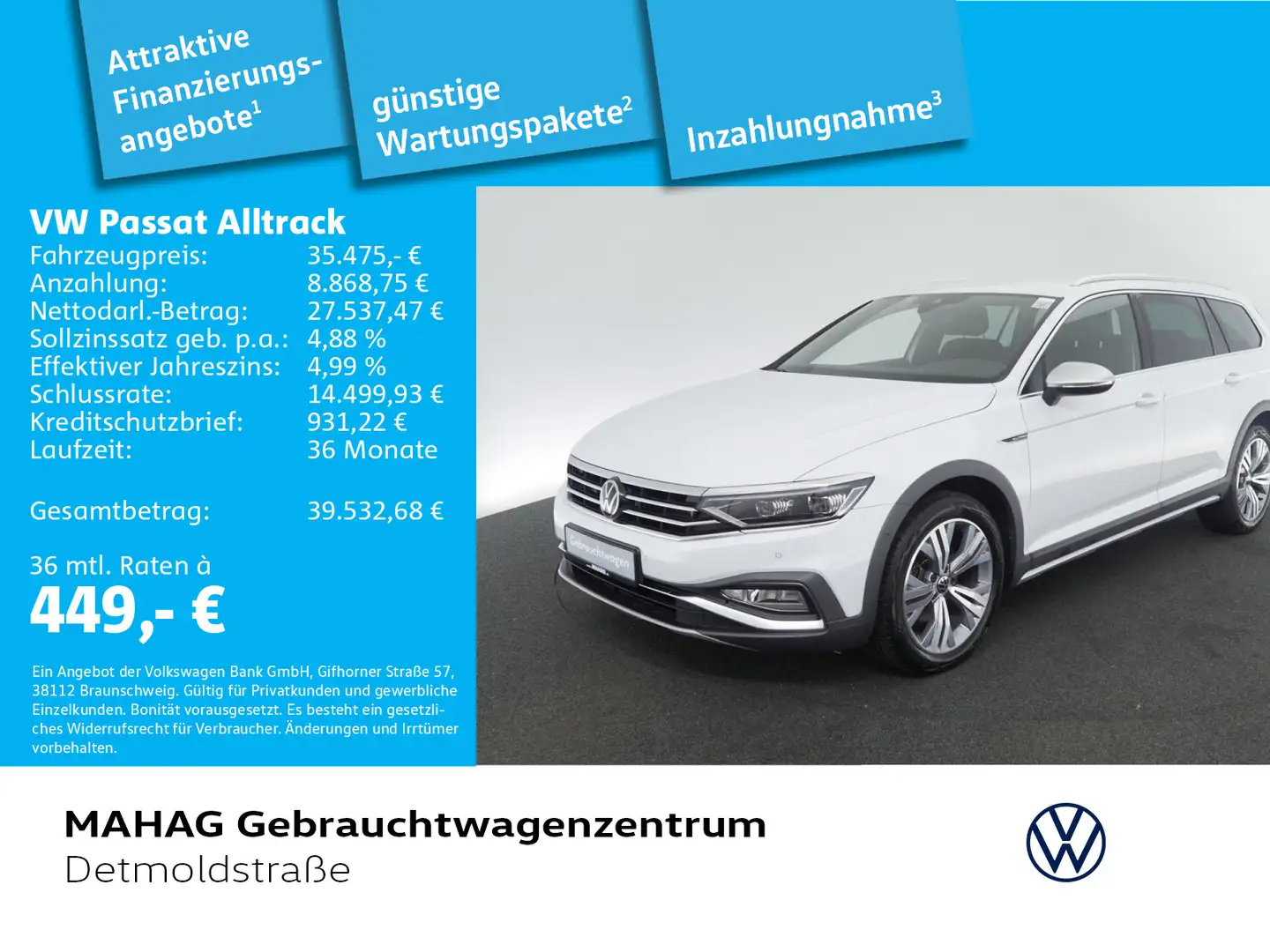Volkswagen Passat Alltrack 2.0 TDI 4Mot AHK IQ.Light Navi P Weiß - 1